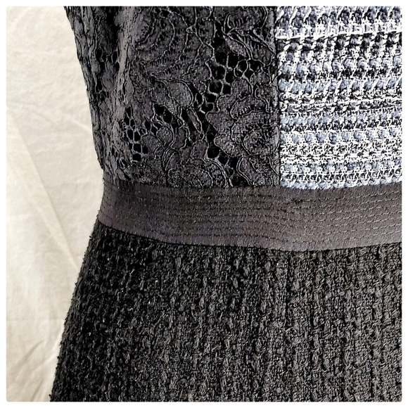 Rebecca Taylor A-Line Tweed and Lace Mini Dress - Picture 3 of 8